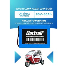 Electroll Kral Kr-39 Grande  Uyumlu Batarya (Standart Kapasite) Lifepo4 60V 60AH Elektrikli Motorsiklet Bataryası