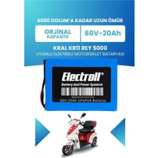 Electroll Kral Kr-11 Rey 5000 Uyumlu Batarya (Standart Kapasite) Lifepo4 60V 20AH Elektrikli Motorsiklet Bataryası