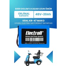 Electroll Kral Kr-47 Mako Uyumlu Batarya (Standart Kapasite) Lifepo4 48V 20AH Elektrikli Motorsiklet Bataryası