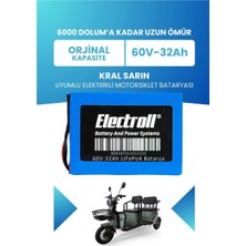 Electroll Kral Sarin Uyumlu Batarya (Standart Kapasite) Lifepo4 60V 32AH Elektrikli Motorsiklet Bataryası