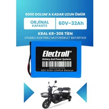 Electroll Kral KR-306 Tien Uyumlu Batarya (Standart Kapasite) Lifepo4 60V 32AH Elektrikli Motorsiklet Bataryası