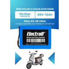Electroll Kral Kr-08 Vega Uyumlu Batarya (Standart Kapasite) Lifepo4 48V 12AH Elektrikli Motorsiklet Bataryası