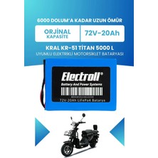 Electroll Kral Kr-51 Titan 5000 L Uyumlu Batarya (Standart Kapasite) Lifepo4 72V 20AH Elektrikli Motorsiklet Bataryası