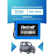Arora S1 Uyumlu Batarya (Standart Kapasite) Lifepo4 72V 58AH Elektrikli Otomobil Bataryası