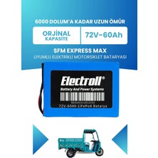 Electroll Sfm Express Max Uyumlu Batarya (Standart Kapasite) Lifepo4 72V 60AH Elektrikli Motorsiklet Bataryası