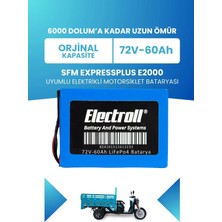 Electroll Sfm Expressplus E2000 Uyumlu Batarya Lifepo4 72V 60AH Elektrikli Motorsiklet Bataryası