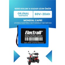 Electroll Mondial Capri Uyumlu Batarya (Standart Kapasite) Lifepo4 60V 20AH Elektrikli Motorsiklet Bataryası