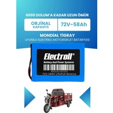 Electroll Mondial Tigray Uyumlu Batarya (Standart Kapasite) Lifepo4 72V 58AH Elektrikli Motorsiklet Bataryası