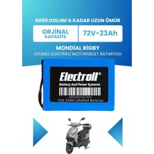 Electroll Mondial Rigby Uyumlu Batarya (Standart Kapasite) Lifepo4 72V 23AH Elektrikli Motorsiklet Bataryası