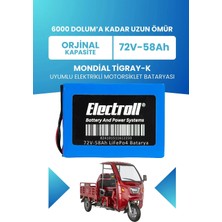 Electroll Mondial Tigray-K Uyumlu Batarya (Standart Kapasite) Lifepo4 72V 58AH Elektrikli Motorsiklet Bataryası