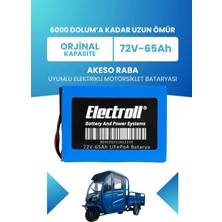 Electroll Akeso Raba Uyumlu Batarya (Standart Kapasite) Lifepo4 72V 65AH Elektrikli Motorsiklet Bataryası