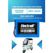 Electroll Zlin Luna Pro Uyumlu Batarya (Standart Kapasite) Lifepo4 60V 24AH Elektrikli Motorsiklet Bataryası