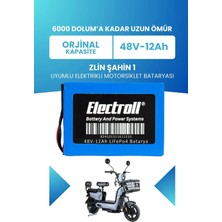 Electroll Zlin Şahin 1 Uyumlu Batarya (Standart Kapasite) Lifepo4 48V 12AH Elektrikli Motorsiklet Bataryası