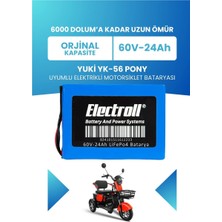 Electroll Yuki Yk-56 Pony Uyumlu Batarya (Standart Kapasite) Lifepo4 60V 24AH Elektrikli Motorsiklet Bataryası