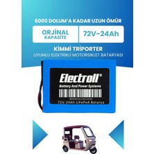 Electroll Kimmi Triporter Uyumlu Batarya (Standart Kapasite) Lifepo4 72V 24AH Elektrikli Motorsiklet Bataryası