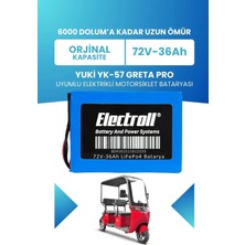 Electroll Yuki Yk-57 Greta Pro Uyumlu Batarya (Standart Kapasite) Lifepo4 72V 36AH Elektrikli Motorsiklet Bataryası