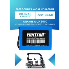 Electroll Falcon Julia 9000 Uyumlu Batarya (Standart Kapasite) Lifepo4 72V 36AH Elektrikli Motorsiklet Bataryası