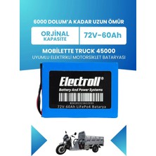 Electroll Mobilette Truck 45000 Uyumlu Batarya (Standart Kapasite) Lifepo4 72V 60AH Elektrikli Motorsiklet Bataryası