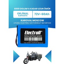 Electroll Karoval Moscow Uyumlu Batarya (Standart Kapasite) Lifepo4 72V 60AH Elektrikli Motorsiklet Bataryası
