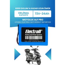 Electroll Motolux Alf Pro Uyumlu Batarya (Standart Kapasite) Lifepo4 72V 24AH Elektrikli Motorsiklet Bataryası