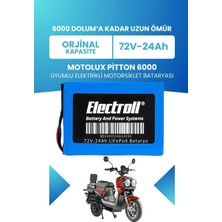 Electroll Motolux Pitton 6000 Uyumlu Batarya (Standart Kapasite) Lifepo4 72V 24AH Elektrikli Motorsiklet Bataryası