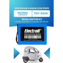 Electroll Regal Raptor K3 Uyumlu Batarya (Standart Kapasite) Lifepo4 72V 24AH Elektrikli Otomobil Bataryası