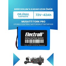 Electroll Musatti Tork Pro Uyumlu Batarya (Standart Kapasite) Lifepo4 72V 42AH Elektrikli Motorsiklet Bataryası