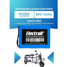 Electroll Volta Vm5 Uyumlu Batarya (Standart Kapasite) Lifepo4 60V 24AH Elektrikli Motorsiklet Bataryası
