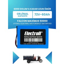 Electroll Falcon Maximus 50000 Uyumlu Batarya (Standart Kapasite) Lifepo4 72V 60AH Elektrikli Motorsiklet Bataryası