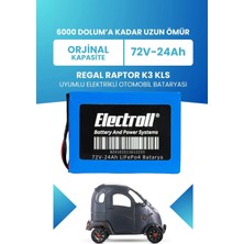 Electroll Regal Raptor K3 Kls Uyumlu Batarya (Standart Kapasite) Lifepo4 72V 24AH Elektrikli Otomobil Bataryası
