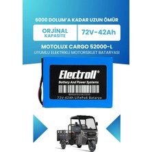 Electroll Motolux Cargo 52000-L Uyumlu Batarya (Standart Kapasite) Lifepo4 72V 42AH Elektrikli Motorsiklet Bataryası