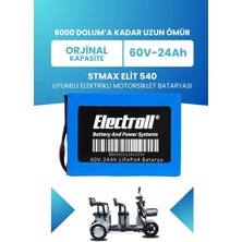Electroll Stmax Elit 540 Uyumlu Batarya (Standart Kapasite) Lifepo4 60V 24AH Elektrikli Motorsiklet Bataryası