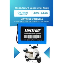 Electroll Motolux Valencia Uyumlu Batarya (Standart Kapasite) Lifepo4 48V24AH Elektrikli Motorsiklet Bataryası