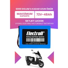 Electroll Skyjet Luckın Uyumlu Batarya (Maksimum Kapasite) Lifepo4 72V 48AH Elektrikli Motorsiklet Bataryası
