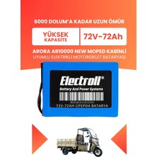 Electroll Arora AR10000 New Moped Kabinli Uyumlu Batarya (Yüksek Kapasite) Lifepo4 72V 72AH Elektrikli Motorsiklet Bataryası