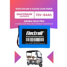 Electroll Arora Felıx Pro Uyumlu Batarya (Maksimum Kapasite) Lifepo4 72V 84AH Elektrikli Motorsiklet Bataryası