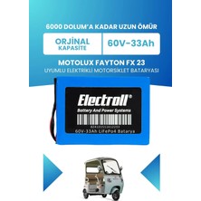 Electroll Motolux Fayton Fx 23 Uyumlu Batarya Lifepo4 60V 33AH Elektrikli Motorsiklet Bataryası