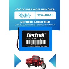 Electroll Motolux Cargo 9800 Uyumlu Batarya Lifepo4 72V 60AH Elektrikli Motorsiklet Bataryası