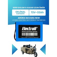 Electroll Motolux Fayton 8100 Uyumlu Batarya Lifepo4 72V 32AH Elektrikli Motorsiklet Bataryası