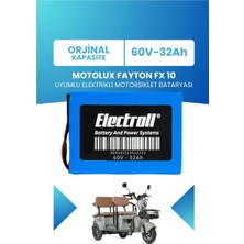 Electroll Motolux Fayton Fx 10 Uyumlu Batarya Lifepo4 60V 32AH Elektrikli Motorsiklet Bataryası