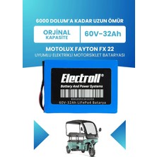 Electroll Motolux Fayton Fx 22 Uyumlu Batarya Lifepo4 60V 32AH Elektrikli Motorsiklet Bataryası