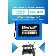 Electroll Motolux Fayton Fx 11 Uyumlu Batarya Lifepo4 60V 32AH Elektrikli Motorsiklet Bataryası