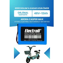 Electroll Arora Casper Max Uyumlu Batarya Lifepo4 48V 12AH Elektrikli Motorsiklet Bataryası