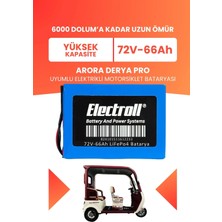 Electroll Arora Derya Pro Uyumlu Batarya (Yüksek Kapasite) Lifepo4 72V 66AH Elektrikli Motorsiklet Bataryası