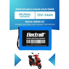 Electroll Nova 10000 Gt Uyumlu Batarya (Standart Kapasite) Lifepo4 72V 24AH Elektrikli Motorsiklet Bataryası