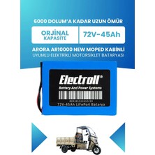 Electroll Arora AR10000 New Moped Kabinli Uyumlu Batarya (Standart Kapasite) Lifepo4 72V 45AH Elektrikli Motorsiklet Bataryası