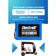 Electroll Arora Derya Pro Uyumlu Batarya (Standart Kapasite) Lifepo4 72V 32AH Elektrikli Motorsiklet Bataryası