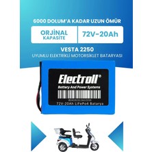 Electroll Vesta 2250 Uyumlu Batarya (Standart Kapasite) Lifepo4 72V 20AH Elektrikli Motorsiklet Bataryası