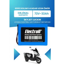 Electroll Skyjet Luckın Uyumlu Batarya (Standart Kapasite) Lifepo4 72V 32AH Elektrikli Motorsiklet Bataryası