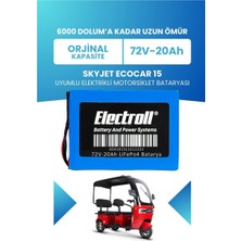 Electroll Skyjet Ecocar 15 Uyumlu Batarya (Standart Kapasite) Lifepo4 72V 20AH Elektrikli Motorsiklet Bataryası